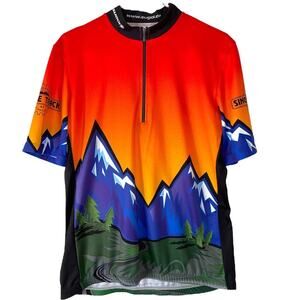 Sugoi Men's Colorful Mountain Graphic Cycling Jersey size Large